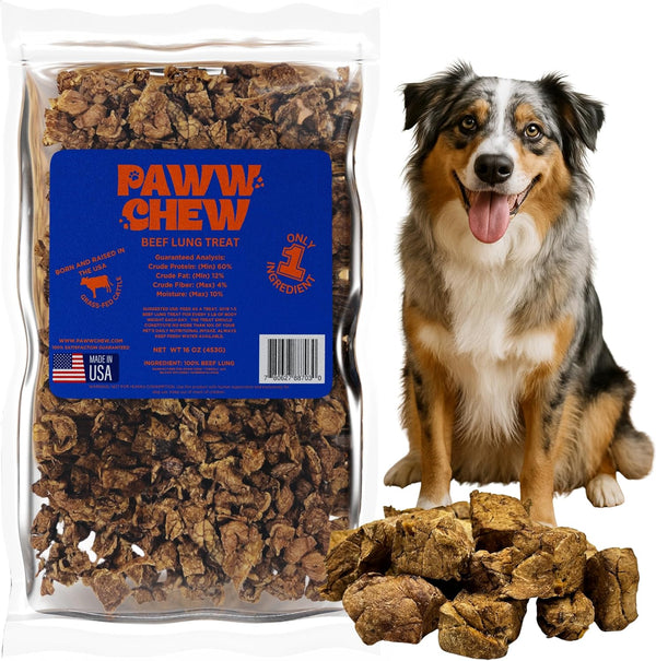 PAWW CHEW Beef Lung Dog Treats - 100% Natural, Single Ingredient, (1