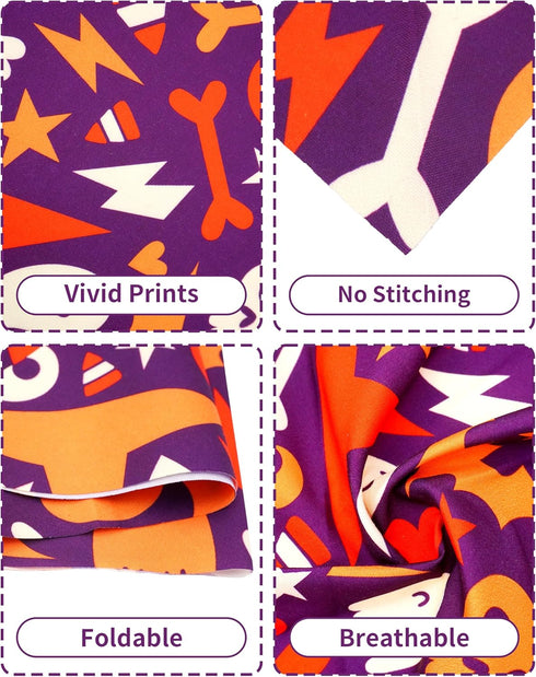 100 Pack PET SHOW Halloween Small Dog Bandanas Bulk No Seam Pumpkin Ghost Triangle Bibs Scarves for Girl Boy Pets