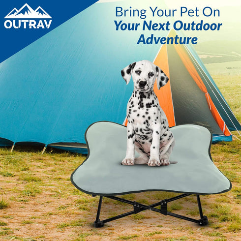 Portable Elevated Bed, Folding Pet Cot for Indoor, Outdoor, Traveling, Camping, Raised Travel Lounger for Dogs, Cats,