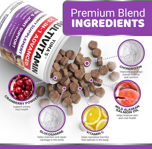 240 Immune Dog Multivitamin Chewable with Glucosamine - Treats - Dog Vitamins and Supplements - Senior & Puppy