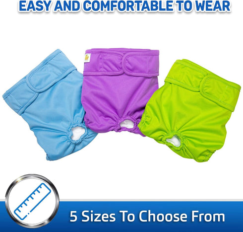Pet Magasin Reusable Washable Dog Diapers (Pack of 3), Highly Absorbent with Strong & Flexible Closure, Solid, X-Small