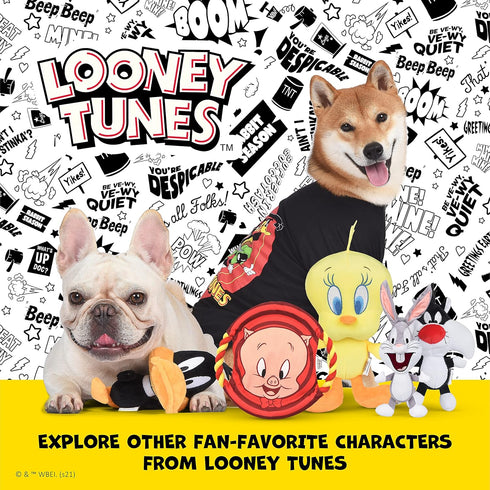 Looney Tunes for Pets Sylvester The Cat Plush Dog Toy, Halloween Pumpkin Head, 6 Inch Squeaky Chew Toy for Small Dogs