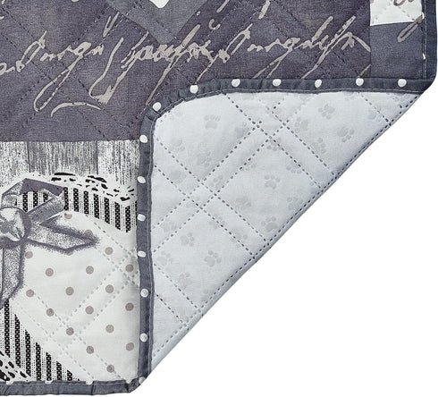 Brilliant Sunshine Grey Heart Love Patchwork Pet Sofa Bed, Quilted, Washable Couch Protector with Removable Bolster,