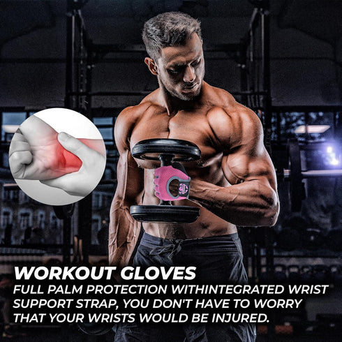 FIGHTSENSE Workout Gloves for Men Women, Weight Lifting Gloves with Non-Slip Silicon Padded Palm, Breathable