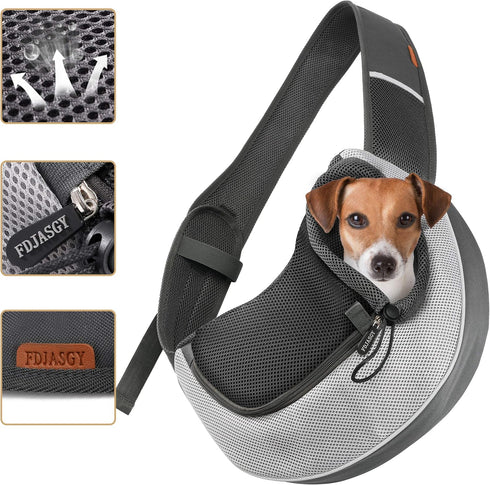 FDJASGY Pet Sling Carrier for Small Dogs and Cats, Breathable Mesh Hand-Free Puppy Backpack with Adjustable Strap
