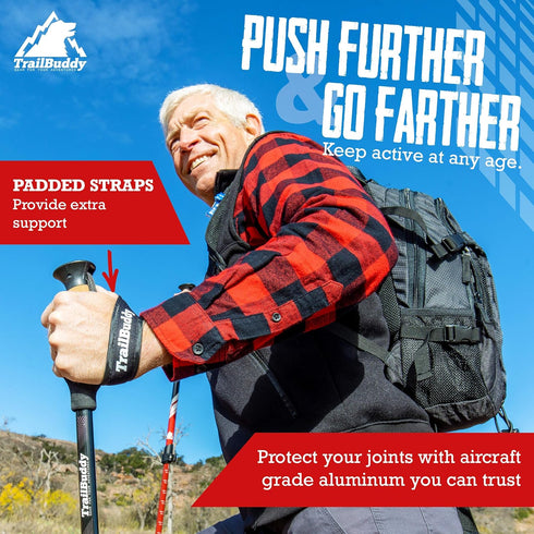 TrailBuddy Trekking Poles - Lightweight Collapsible Hiking Poles, Pair of 2 Walking Sticks for Hiking