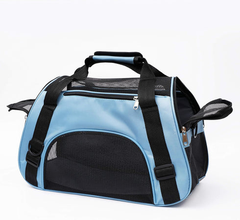 Pet Carrier Soft-Sided for Small Medium Cats & Dogs, Airline Approved up to 15 lbs, Blue (Small)