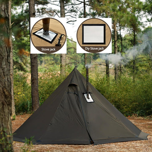 Hot Tent Stove Jack - 7.8" x 9" Square Fireproof Ring for Tents with Stove, Lightweight Silicone Material at 60g