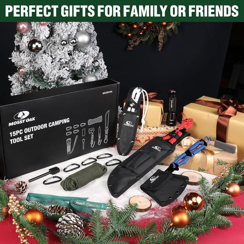 Mossy Oak Hatchet and Machete Knife Set with Sheath, One-Piece Axe & Hunting Knives, Ideal Gift for Men
