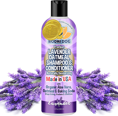 Bodhi Dog Premium Lavender Oatmeal Shampoo & Conditioner, Organic Formula for Dogs, Cats & Pets, 8 Fl Oz