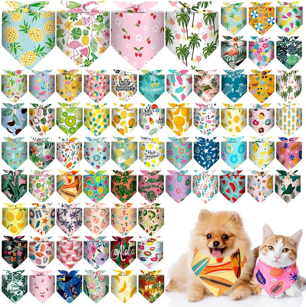 Reginary 72 Pack Summer Bandanas - Triangle Scarf Bibs for Dogs -