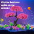 Ameliade Pink Cherry Blossom Tree & Grass Aquarium Decor Set, Artificial Plastic Plants for Goldfish Betta Fish Tank