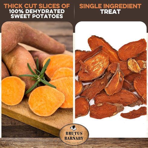 Sweet Potato Slices For Dogs - 14oz Thick Cut Dried Treats, 100% Natural, Grain Free, No Preservatives, High