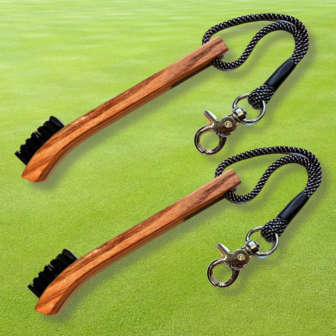 Golf Brush (2 Pack) with Cord and Clip Attachment, Ideal Club Cleaner for Woods and Irons, Golf Accessories