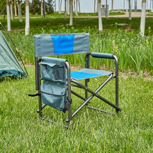 FUCIHOMA 400lb (1-Piece Oversized Padded Folding Chair with Side Table - Capacity Portable Directors Chair for Camping