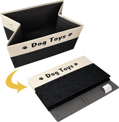 PET ARTIST Foldable Dog Toy Bin - Collapsible Storage Box for Dog Toys Accessories for Medium Pet Toys, Dog Coat