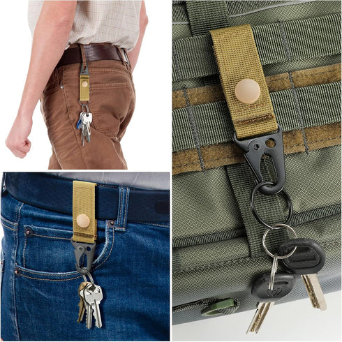 FRTKK Tactical Molle Key Ring Gear Key Keeper, Nylon Belt Keychain Molle Webbing Clip Buckle for Bags
