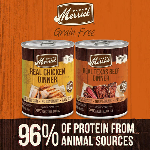 Merrick Grain Free Premium Canned Dog Food, Soft & Healthy, Real Beef & Chicken Variety Pack - 9.5 lb Can, Pack of 1