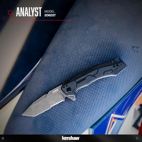 Kershaw Analyst Tanto Pocket Knife, 3.25" 8Cr13MoV Steel Blade, Liner Lock EDC Folder