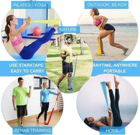 Starktape Resistance Bands Set, 3 or 5 Pack Non-Latex for Home Exercise, Workout, Strength Training