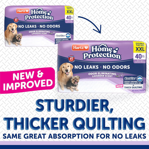 40 count Hartz Home Protection Super Absorbent Odor Eliminating Lavender Scented No Leak Dog Pads, XXL