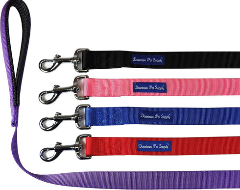 Downtown Pet Supply 2ft Heavy-Duty Dog Leash, Padded Comfort Handle, Stainless Steel Fastener, Black