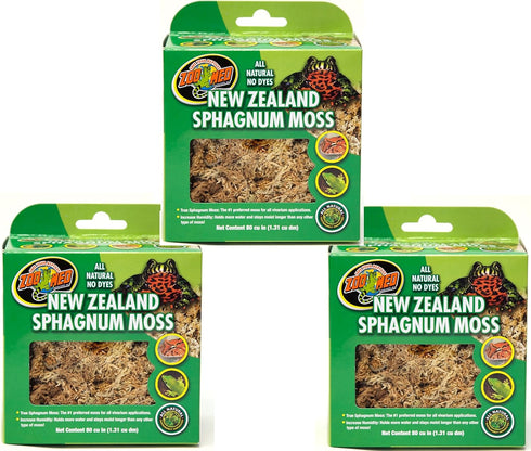 Zoo Med Laboratories New Zealand Sphagnum Moss | 240 Cubic Inch, 3 Packages