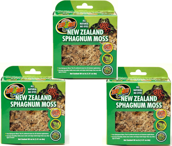 Zoo Med Laboratories New Zealand Sphagnum Moss | 240 Cubic Inch, 3 Packages