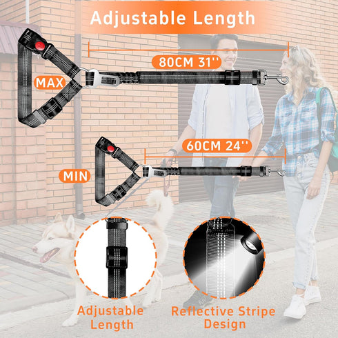 Set 3 Seyezo Dog Car Seat Belt - Piece Retractable Harness, Adjustable Reflective Seatbelt for Vehicle Headrests