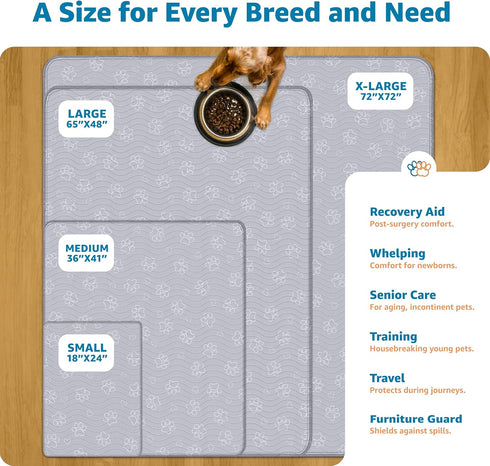 65"x48" IMPROVIA Extra-Large Waterproof Dog Mat - Jumbo Washable Playpen Floor Protector, Non-Slip Pet Pad, Heavy-Duty