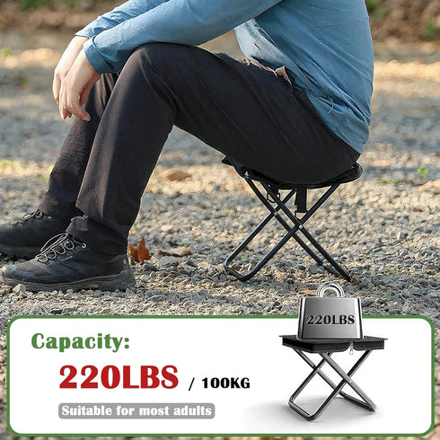 Phamouu 220lbs Camping Stool Pocket Chair, Lightweight Portable Stool with Shoulder Strap, Capacity for Adults Outdoor