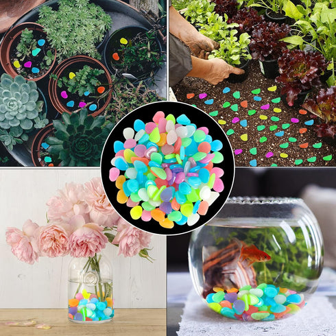 150 PCS Luminous Stones – Mixed Color Glow Rocks for DIY Aquarium Fish Tank and Garden