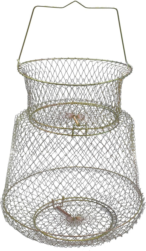 HEXJOZEI Metal Fish Basket. Wire Metal Fish Basket. Foldable Fishing Cage. Crab Fish