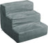 PETMAKER 3-Step Pet Stairs, Gray, High-Density Foam, Microfiber, Supports Up to 25lbs