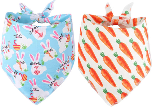 2 Pack Easter Dog Bandana, Triangle Bibs Pet Scarf for Medium to Large Dogs