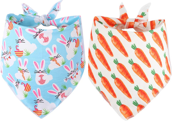 2 Pack Easter Dog Bandana, Triangle Bibs Pet Scarf for Medium to Large Dogs