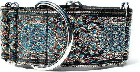 Martingale Dog Collar and Leash Set 2" Wide for Greyhound Saluki Whippet and Similar Breeds (14"-18")