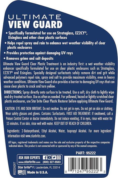 EZ2CY, 22 OZ (095222) STAR BRITE View Guard Clear Plastic Treatment - Ideal for Strataglass, Eisenglass - Enhances Wet