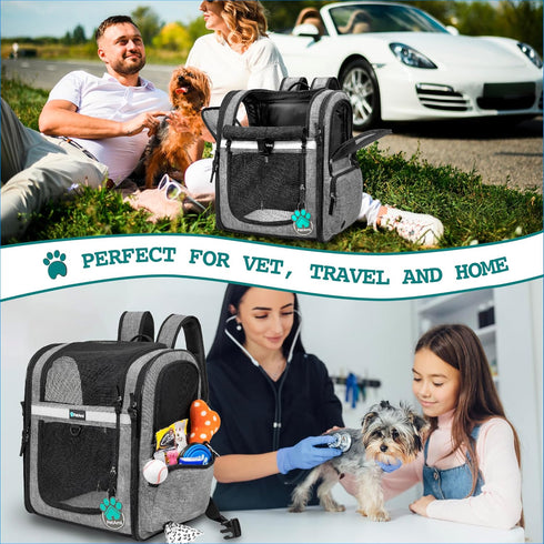 PetAmi Dog Backpack Carrier for Small Large Cats and Puppies, Ventilated Travel Bag, Airline Approved, Grey