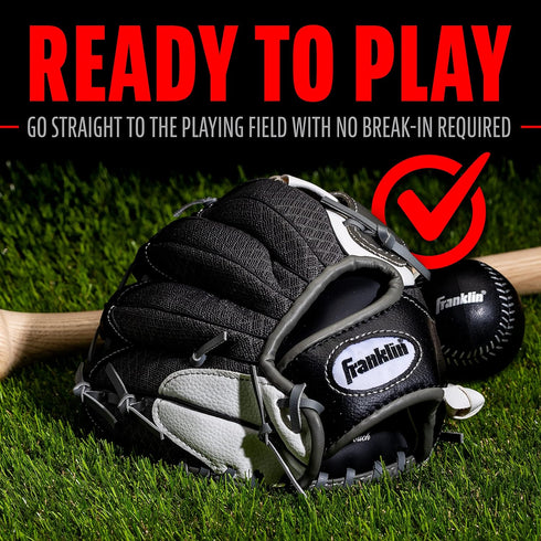 Franklin Sports Kids Baseball Glove + Ball Sets, Meshtek Youth Teeball Gloves, Left + Right Hand