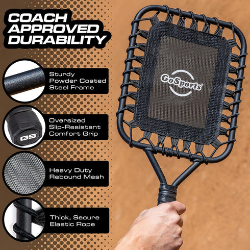 GoSports Fungo Baseball Racket for Fly Balls, Grounders, and Line Drives - Baseball and Softball Training Equipment
