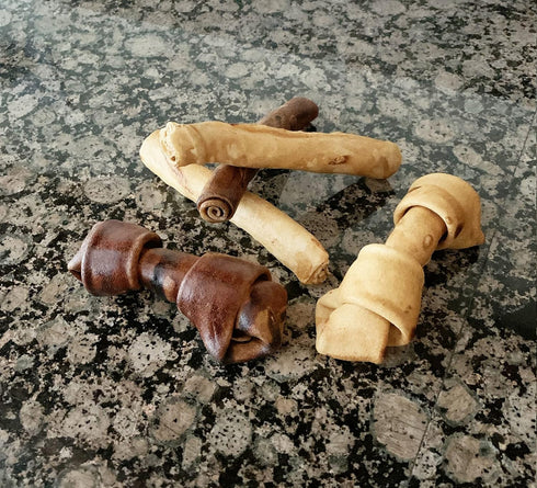 100% 4-6" 25 Count/1 Pack Pet Factory Made in USA Beefhide Assorted (Bones & Chip Rolls) Dog Chew Treats - Beef