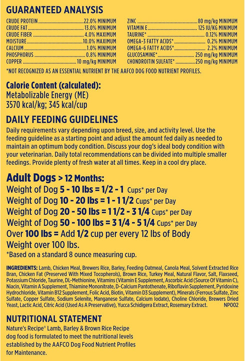 Nature's Recipe Lamb, Barley & Brown Rice Recipe Dry Dog Food, 24 lb Bag