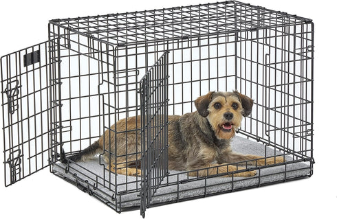 MidWest Homes for Pets Quiet Time Reversible Crate Pan Cover 30' in Gray Floral/Fleece