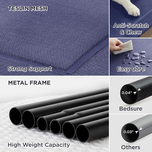 Bedsure Elevated Cooling Cots Bed for Large Dogs, Portable Indoor & Outdoor Hammock with Skid-Resistant Feet, 49 inches