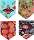 BoomBone 4 Pack Thanksgiving Dog Bandanas, Pumpkin Turkey Triangle Bibs Pet Scarf