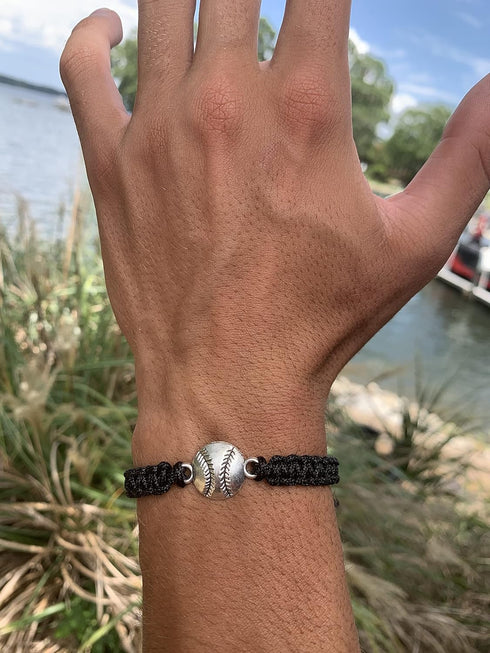 Sportybella Baseball Bracelet - Adjustable Braided Jewelry, Gifts, and Accessories