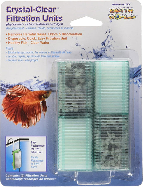 Penn-Plax Small World Replacement Aquarium Filter Media Cartridges (2 Pack) – Safe for Freshwater and Saltwater Setups, SWF1C by Penn-Plax