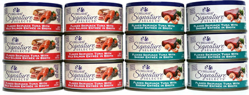 Wellness Natural Grain Free Signature Selects Flaked Wet Cat Food Variety Pack Box, 2 Flavors (Wild Salmon & Shrimp),