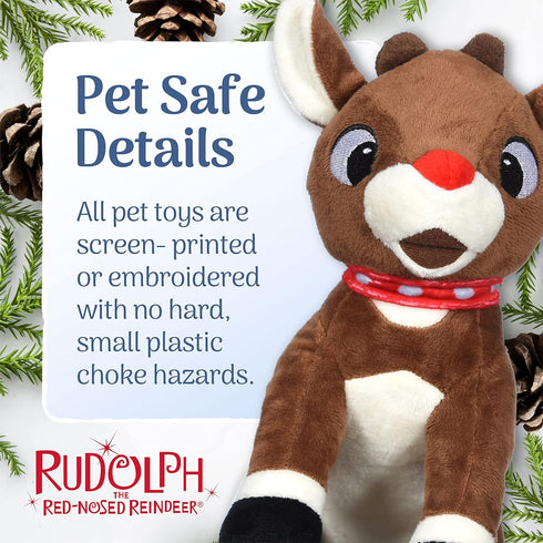 Rudolph The Red-Nosed Reindeer Plush Dog Toy, 9" Squeaker, Holiday Toys for Pets, Christmas Dog Toys